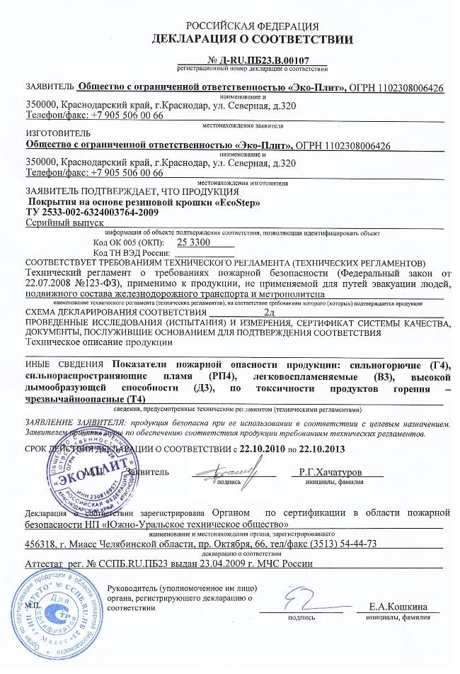 Декларация пожарной безопасности