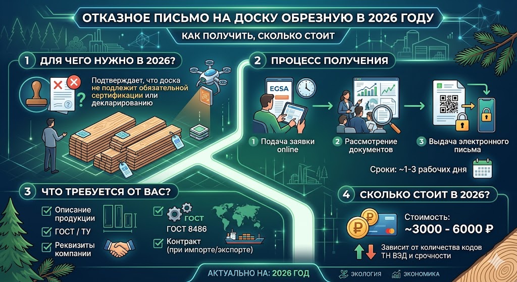 Отказное письмо на доску обрезную в 2026 году: как получить, сколько стоит