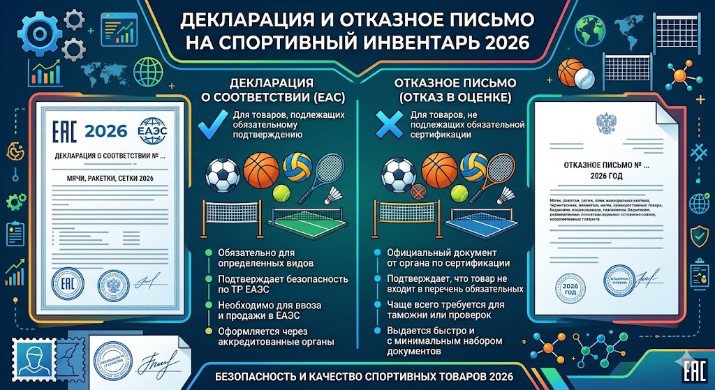 Декларация и Отказное Письмо на Спортивный Инвентарь: Мячи, Ракетки, Сетки 2026