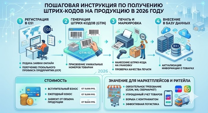 Штрих-код на Товар 2026: Регистрация EAN-13, GS1 Russia, Получить