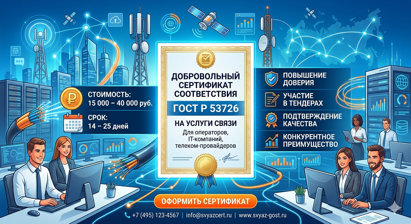 Сертификация услуг связи от 15 000 руб., срок 14-25 дней | Реестр Гарант