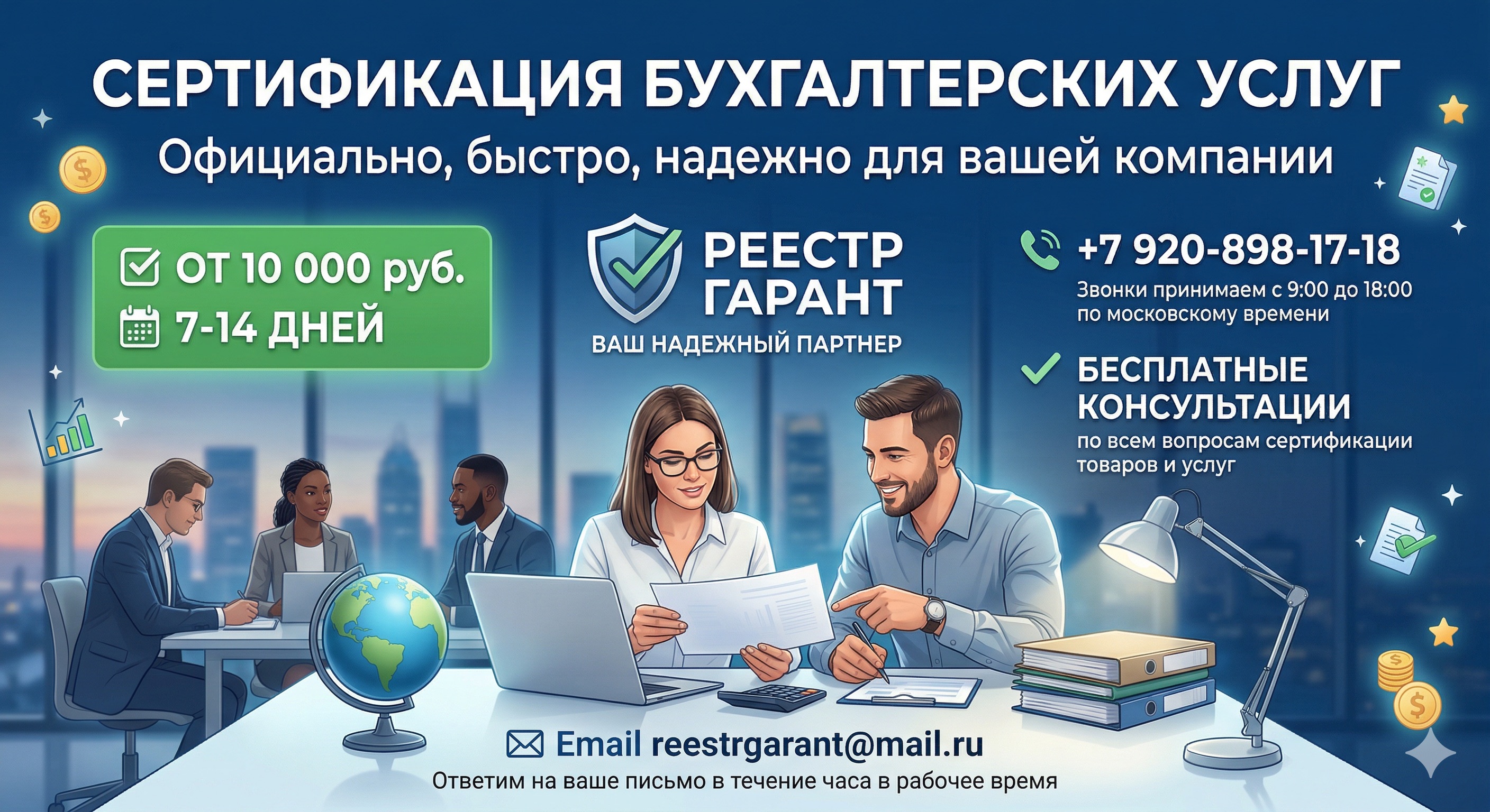Сертификация бухгалтерских услуг от 10 000 руб., срок 7-14 дней | Реестр Гарант