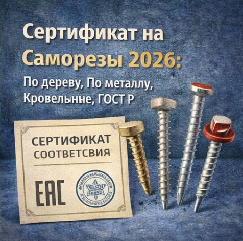 Сертификат на Саморезы 2026: По дереву, По металлу, Кровельные, ГОСТ Р