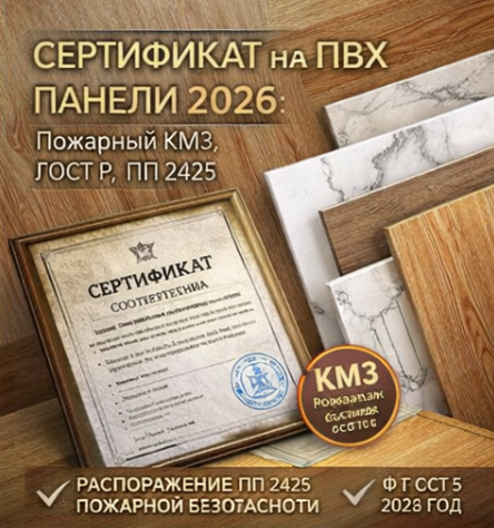Сертификат на ПВХ Панели 2026: Пожарный КМ3, ГОСТ Р, ПП 2425
