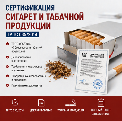 Сертификация сигарет и табачной продукции: ТР ТС 035/2014, Декларирование