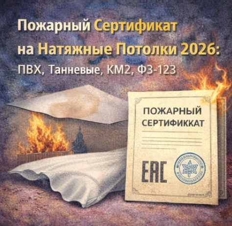 Пожарный Сертификат на Натяжные Потолки 2026: ПВХ, Тканевые, КМ2, ФЗ-123