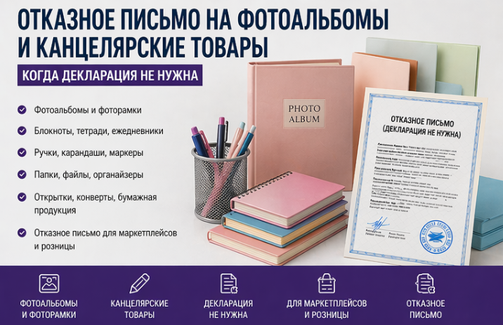 Отказное Письмо на Фотоальбомы и Канцелярские Товары: Когда Декларация Не Нужна
