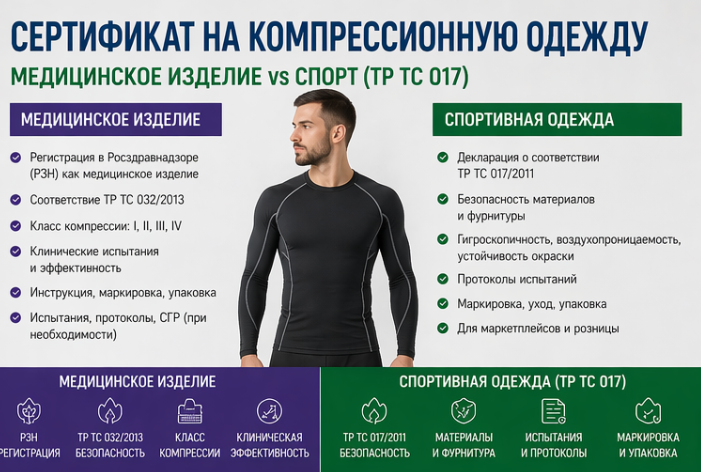 Сертификат на Компрессионную Одежду: Медицинское изделие vs Спорт (ТР ТС 017)