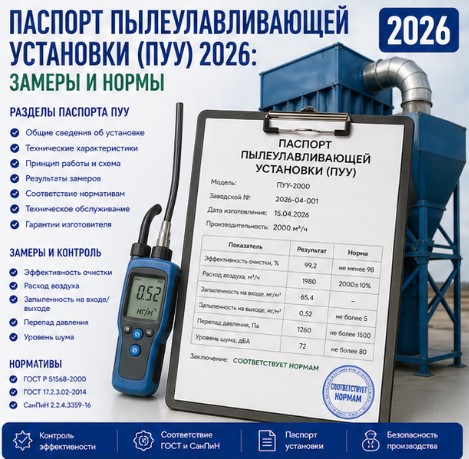 Паспорт пылеулавливающей установки (ПУУ) 2026: замеры и нормы