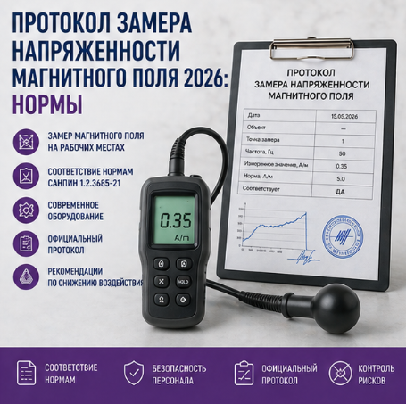Протокол замера напряженности магнитного поля 2026: нормы