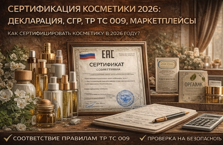 Сертификация Косметики 2026: Декларация, СГР, ТР ТС 009, Маркетплейсы