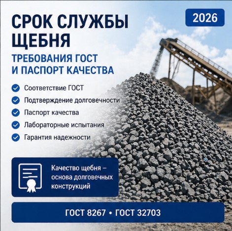 Срок службы щебня: требования ГОСТ и паспорт качества 2026