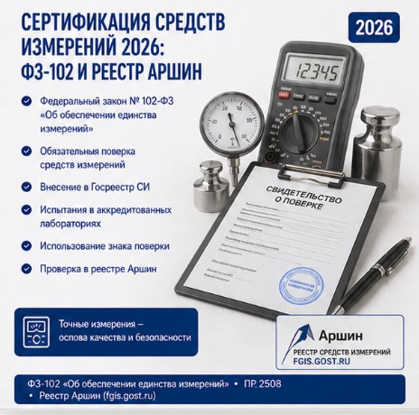 Сертификация средств измерений 2026: ФЗ-102 и реестр Аршин