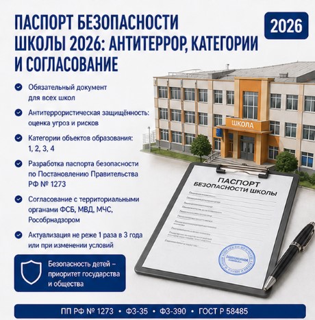 Паспорт безопасности школы 2026: антитеррор, категории и согласование