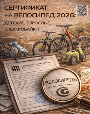 Сертификат на Велосипед 2026: Детские, Взрослые, Электробайки