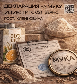 Декларация на Муку 2026: ТР ТС 021, Зерно, ГОСТ, Клейковина