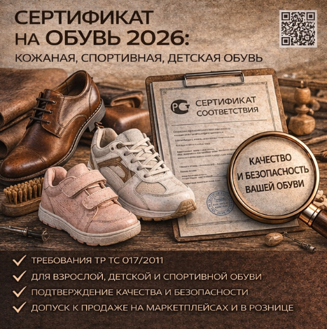 Сертификат на Обувь 2026: Кожаная, Спортивная, Детская обувь