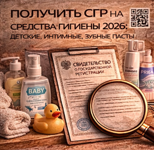 Получить СГР на Средства Гигиены 2026: Детские, Интимные, Зубные пасты
