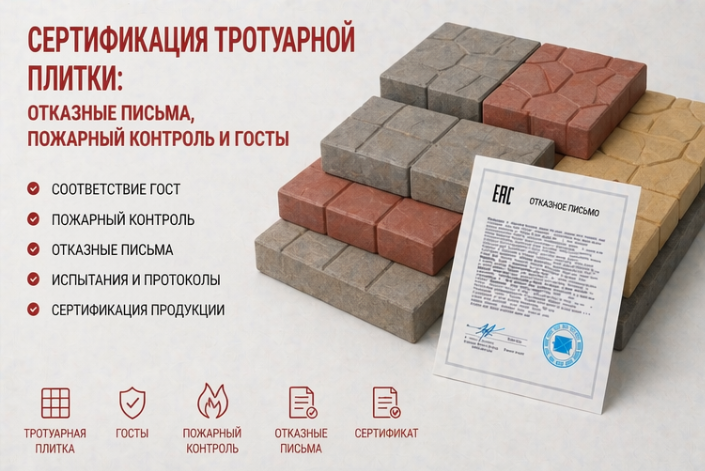 Сертификация тротуарной плитки: Отказные письма, Пожарный контроль и ГОСТы