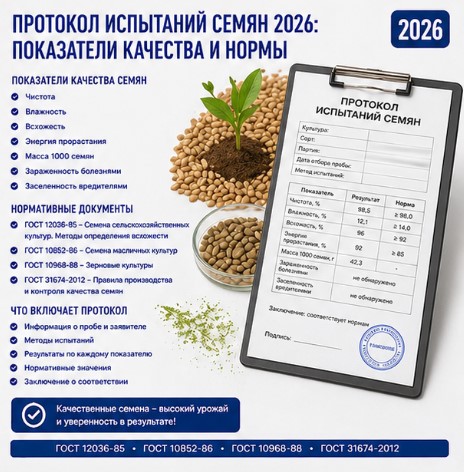 Протокол испытаний семян: показатели качества и нормы 2026