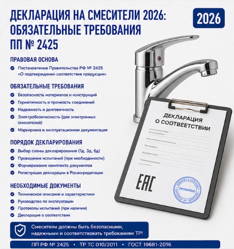 Декларация на смесители 2026: обязательные требования ПП № 2425