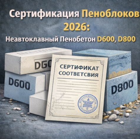 Сертификация Пеноблоков 2026: Неавтоклавный Пенобетон D600, D800