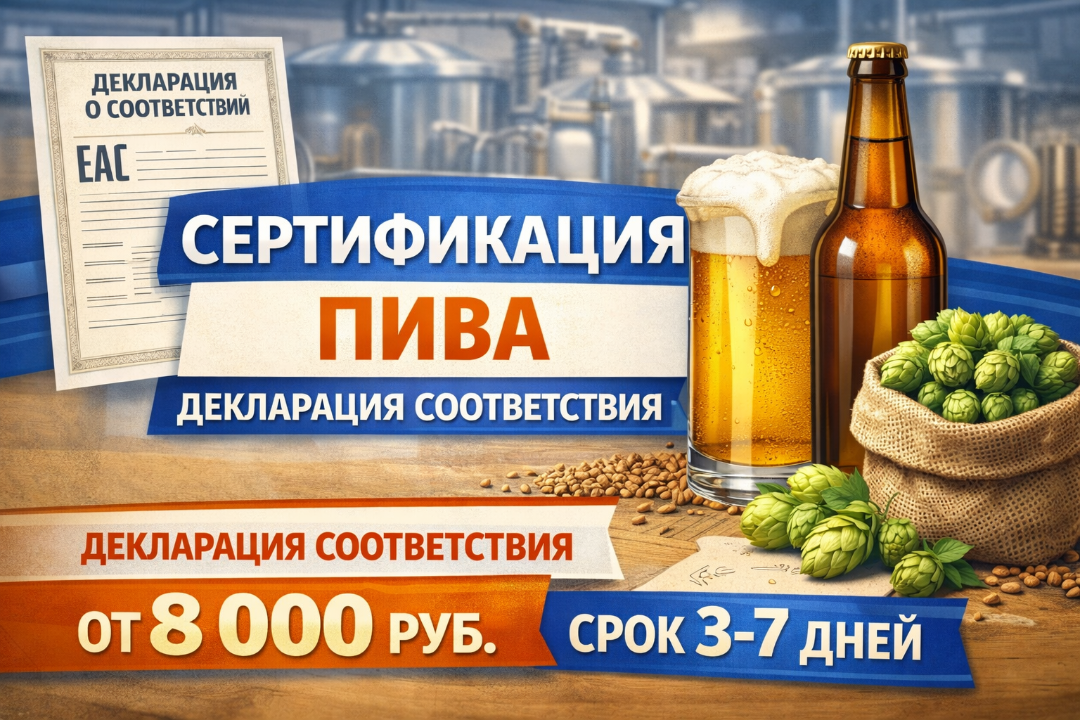 Сертификация пива от 8 000 руб., срок 3-7 дней | Реестр Гарант