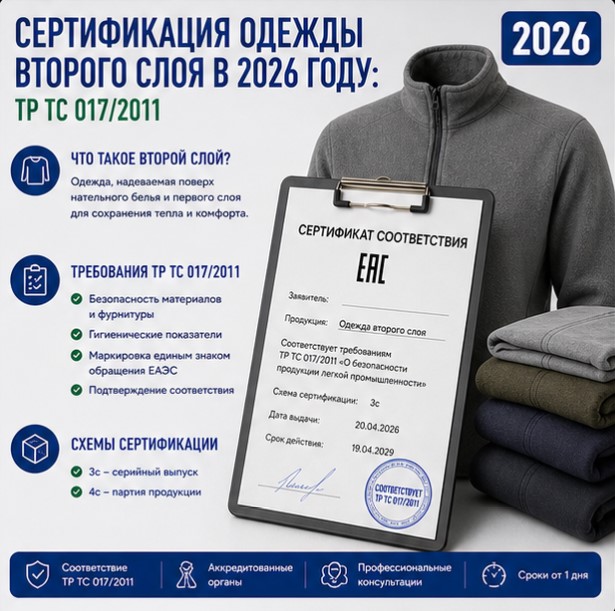 Сертификация одежды второго слоя в 2026 году: ТР ТС 017/2011