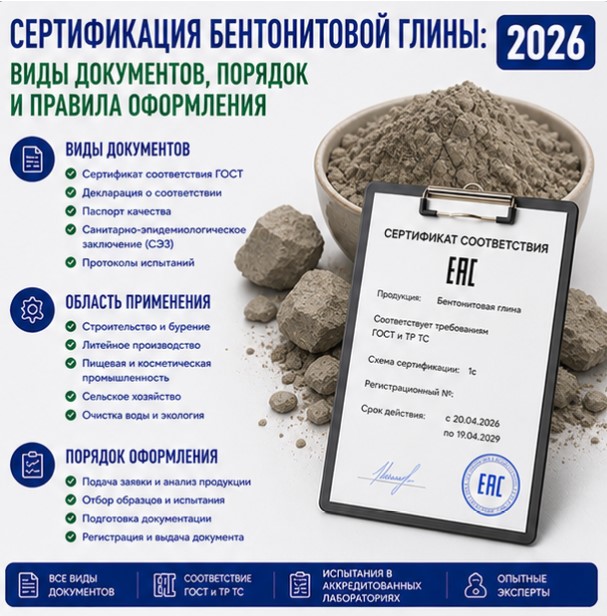Сертификация бентонитовой глины: виды документов, порядок и правила оформления